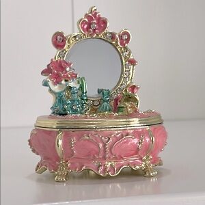 Vanity Table Jewelry Trinket Box-Choose Pink or Blue-NEW